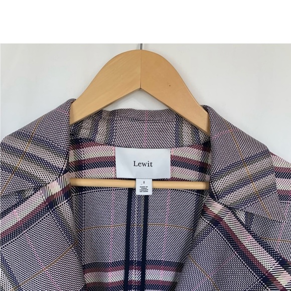 LEWIT BOLD Multi-Plaid Belted Lightweight Trench-Coat Long Duster NavyNight SzL - Picture 8 of 11